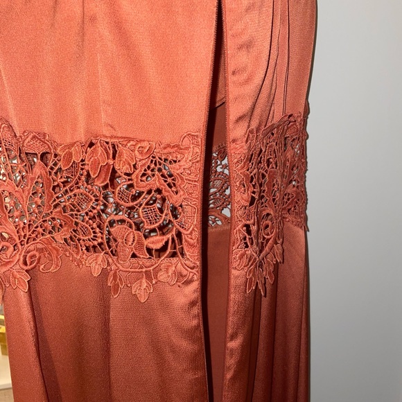 KEEPSAKE Lace Inlay Slip Dress - XS Burnt Orange - Picture 4 of 9